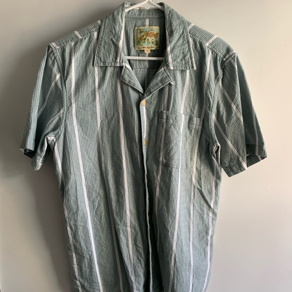 Aime Leon Dore Teal and White Striped Shirt